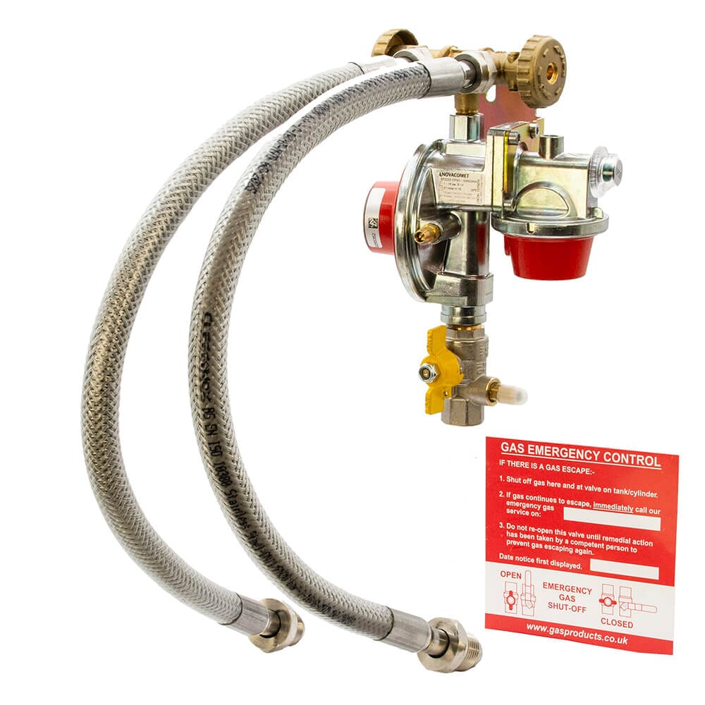 Clesse 7.5kg OPSO LPG Manual Changeover Gas Regulator Kit - UK POL, UUDBS7.5KG/FC-P