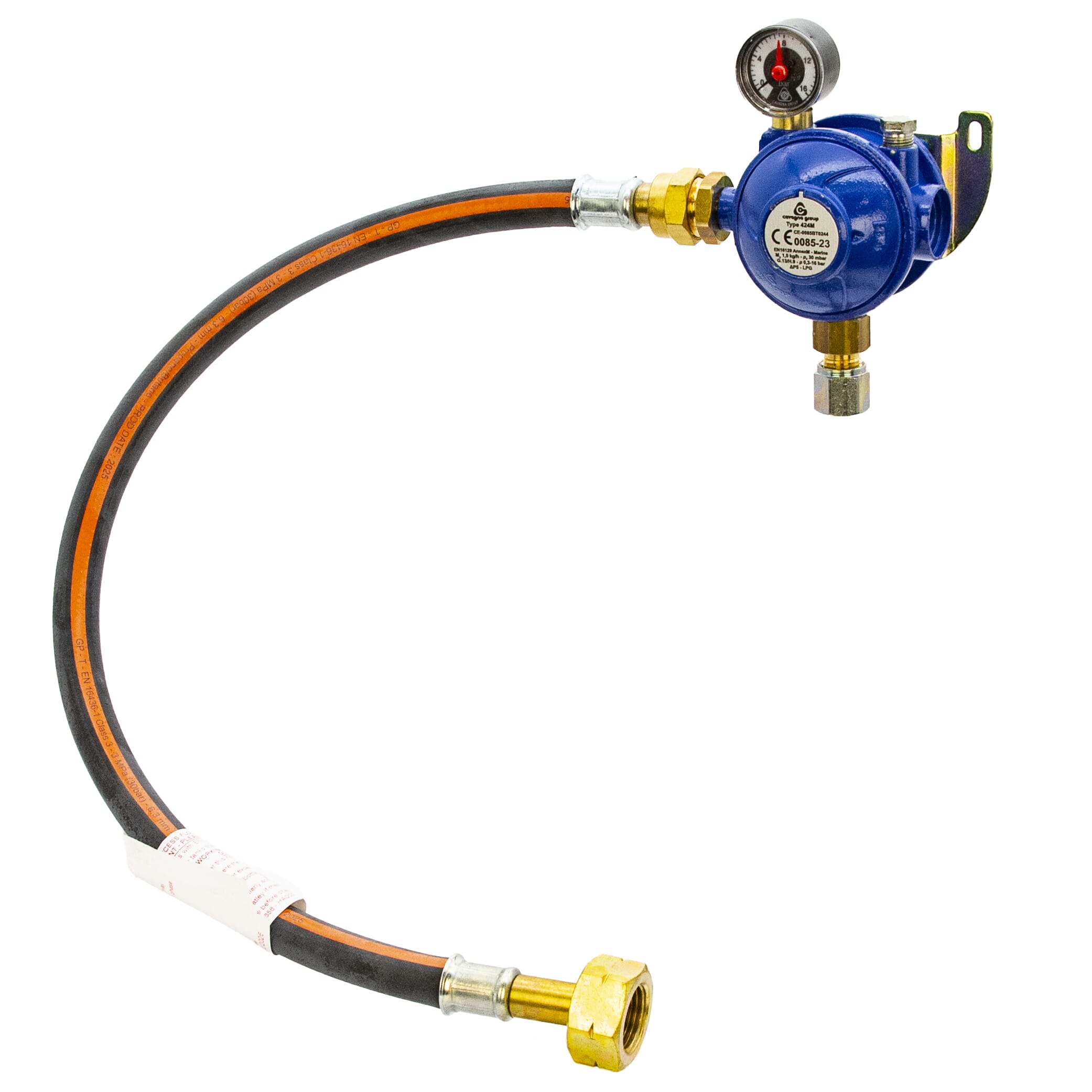 Cavagna Marine 30mbar Bulkhead LPG Regulator Kit with Gauge