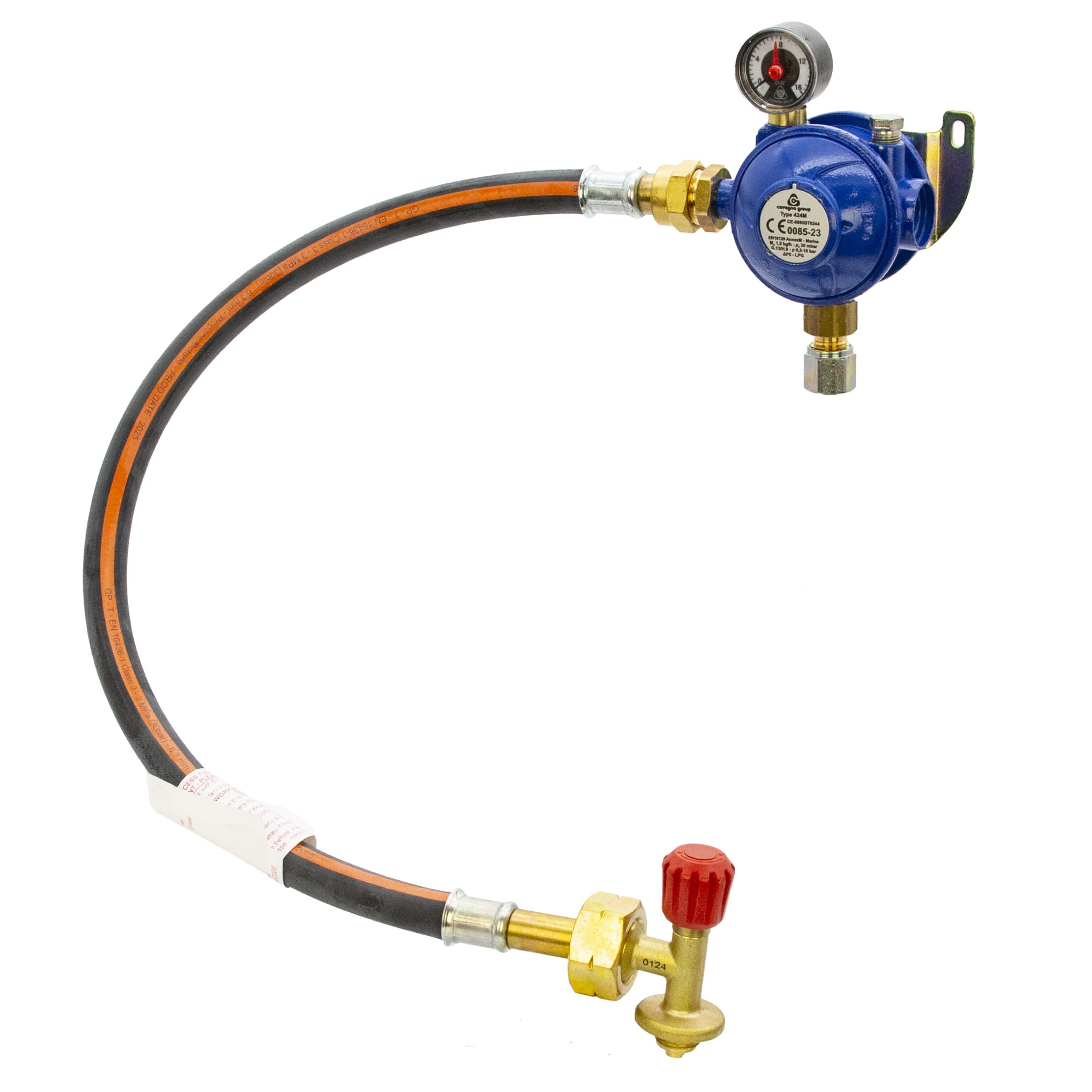 Cavagna Marine 30mbar Bulkhead Gas Regulator Kit with Gauge - Campingaz