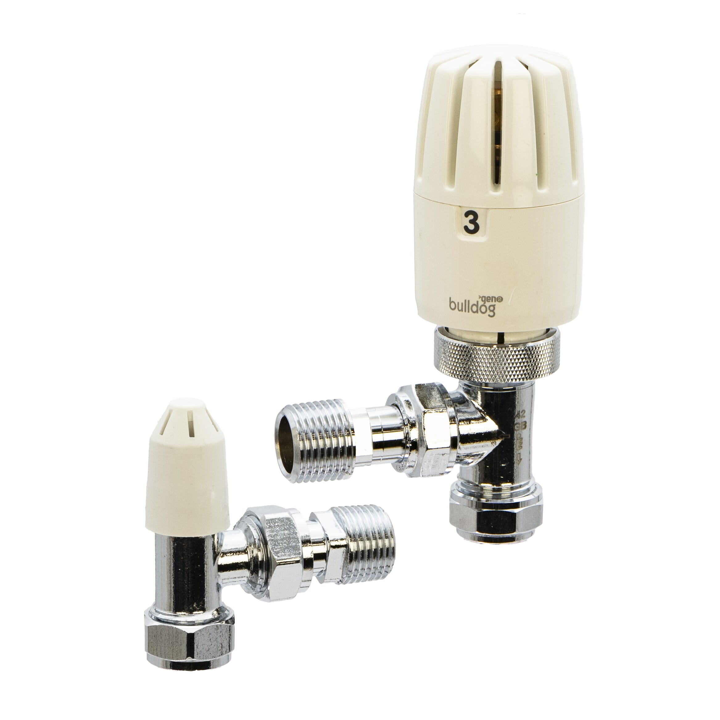 Pegler Yorkshire Bulldog II Angled TRV & Lockshield Set - 10/8mm