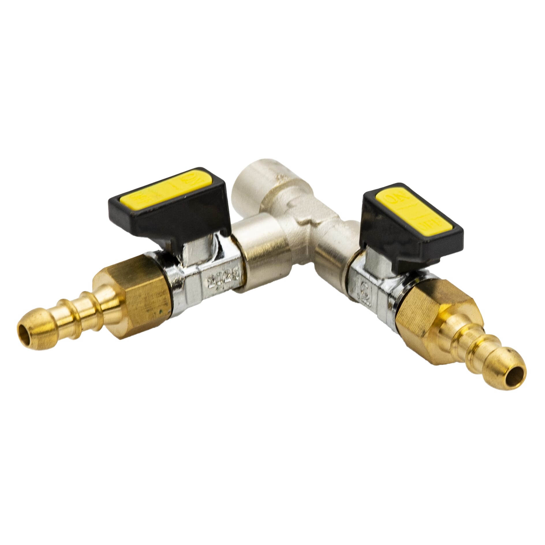 Gas Pressure Test Tee with Valves - 1/4" Brass