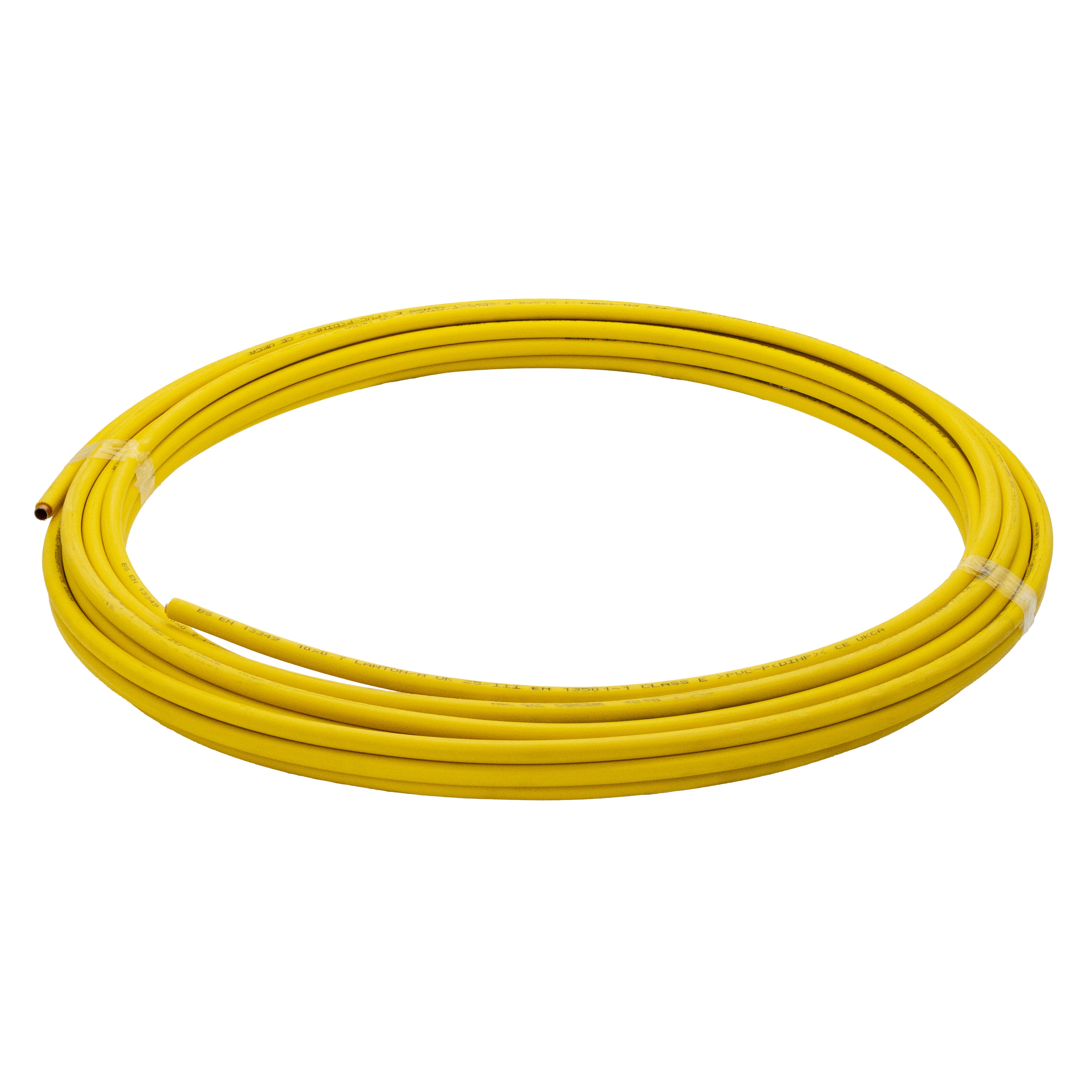 10mm x 25m Yellow Plastic Coated Copper Pipe Coil